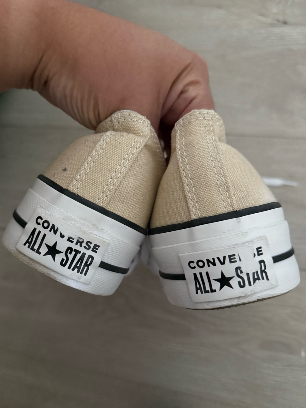 Converse Beige Low Top Platform Canvas Sneakers - Picture 4 of 5